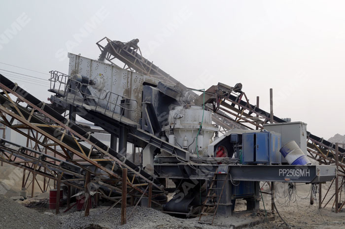 浙江時(shí)產(chǎn)150噸移動式花崗巖破碎生產(chǎn)線